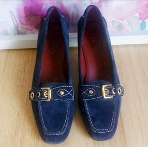 TALBOTS | Navy Suede Buckle Pump Heels